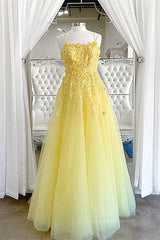 Prom Dresses Country, Shiny Yellow Lace Floral Prom Dresses, Shiny Yellow Lace Floral Formal Evening Dresses