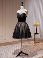 Cocktail Dress, Short Black Lace Prom Dresses, Short Black Lace Formal Homecoming Dresses