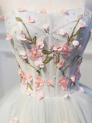Bridesmaids Dresses Blush, Short Floral Tulle Prom Dresses, Short Floral Tulle Formal Homecoming Dresses