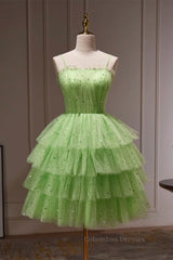 Classy Prom Dress, Short Green Prom Dresses, Short Green Graduation Homecoming Dresses