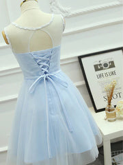 Sequin Dress, Short Light Blue Lace Prom Dresses, light Blue Short Lace Graduation Homecoming Dresses