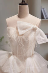 Bridesmaid Dresses Online, Short Light Champagne Tulle Prom Dresses, Short Champagne Tulle Formal Homecoming Dresses