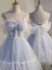Bridal Shower Games, Short Off the Shoulder Light Blue Prom Dresses, Light Blue Formal Homecoming Dresses