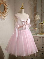 Bridesmaids Dresses Short, Short Pink Beaded Prom Dresses, Short Pink Beaded Formal Homecoming Dresses