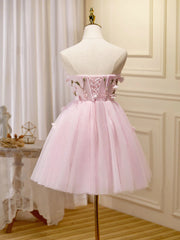 Bridesmaid Dress Navy Blue, Short Pink Floral Prom Dresses, Short Pink Floral Formal Homecoming Dresses