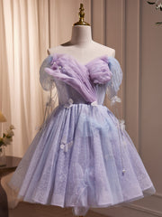 White Dress, Short Purple Tulle Prom Dresses, Short Purple Tulle Formal Homecoming Dresses