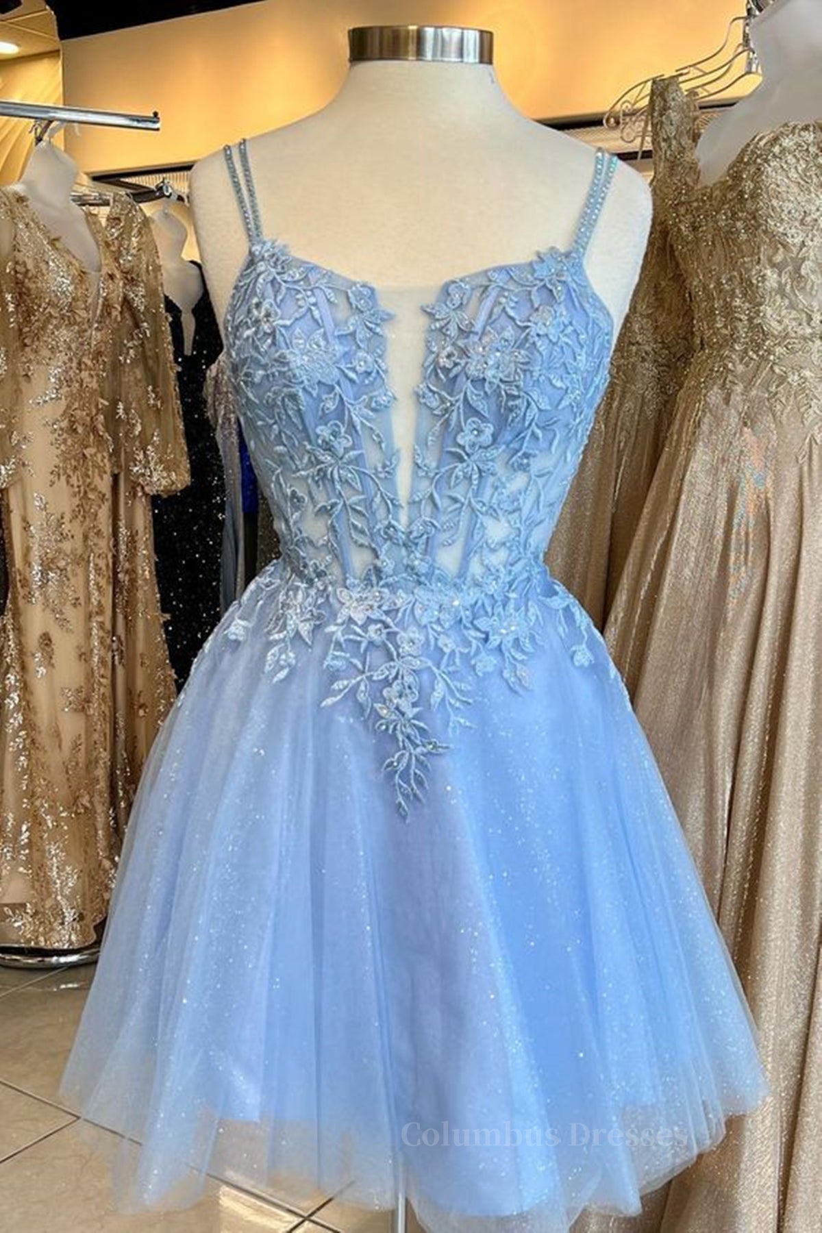 Bridesmaids Dresses Vintage, Short V Neck Blue Lace Prom Dresses, V Neck Short Blue Lace Formal Homecoming Dresses