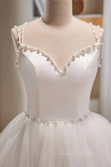 Gown, Short V Neck White Prom Dresses, Short V Neck White Formal Homecoming Dresses