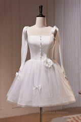 Bridesmaid Dresses Under 134, Short White Prom Dresses, Short White Formal Homecoming Dresses