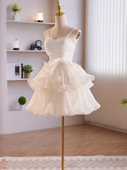 Classy Dress, Short White Tulle Prom Dress, Short White Tulle Formal Homecoming Dresses