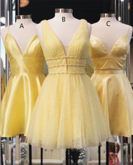 Homecoming Dress Shorts, Princess A-line Short Yellow Homecoming Dress