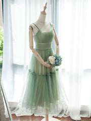 Party Dress Up Ideas Halloween Costumes, Simple Aline Tulle Green Short Prom Dress, Tulle Green Homecoming Dress