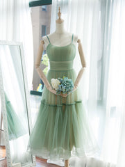 Party Dresses For Christmas Party, Simple Aline Tulle Green Short Prom Dress, Tulle Green Homecoming Dress