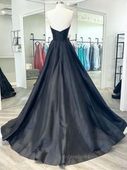 Homecoming Dresses Sage Green, Simple black satin long prom dress, black evening dress