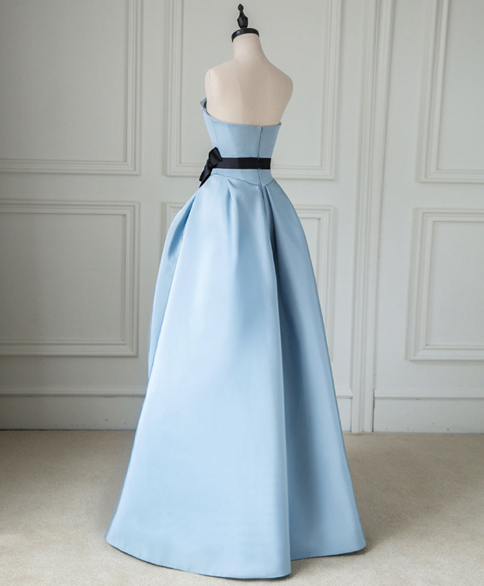 Formal Dresses Gown, Simple Blue Satin Long Prom Dress, Blue Long Evening Dress