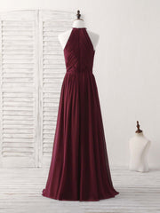 Prom Dresses Long Formal Evening Gown, Simple Burgundy Chiffon Long Prom Dress, Burgundy Evening Dress