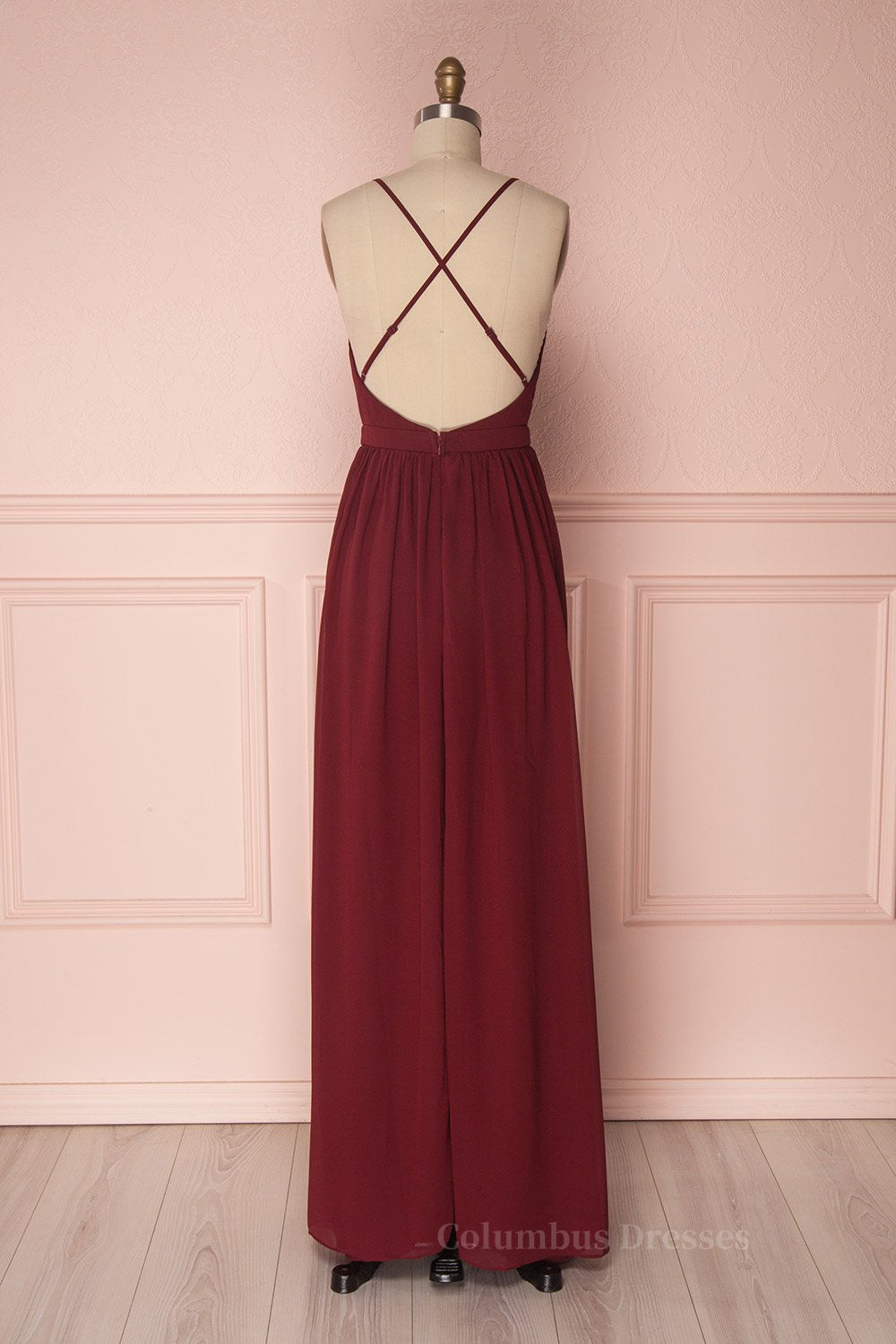 Prom Dresses For Blondes, Simple burgundy chiffon long prom dress burgundy formal dress