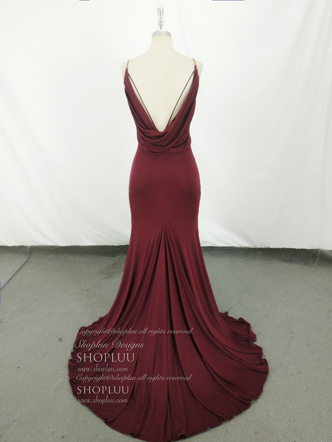 Prom Dress Ball Gown, Simple Burgundy Mermaid Long Prom Dress, Burgundy Evening Dress