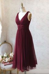 Prom Dress Backless, Simple burgundy tulle prom dress tulle burgundy formal dress