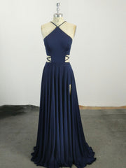 Prom Dress Sales, Simple Chiffon Blue Long Prom Dress, Blue Evening Dress