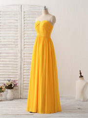 Party Dress Clubwear, Simple Chiffon Yellow Long Prom Dress Simple Bridesmaid Dress