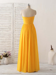 Party Dresses Indian, Simple Chiffon Yellow Long Prom Dress Simple Bridesmaid Dress