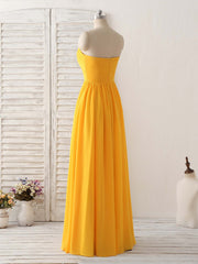 Party Dress Indian, Simple Chiffon Yellow Long Prom Dress Simple Bridesmaid Dress