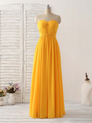 Party Dresses Clubwear, Simple Chiffon Yellow Long Prom Dress Simple Bridesmaid Dress