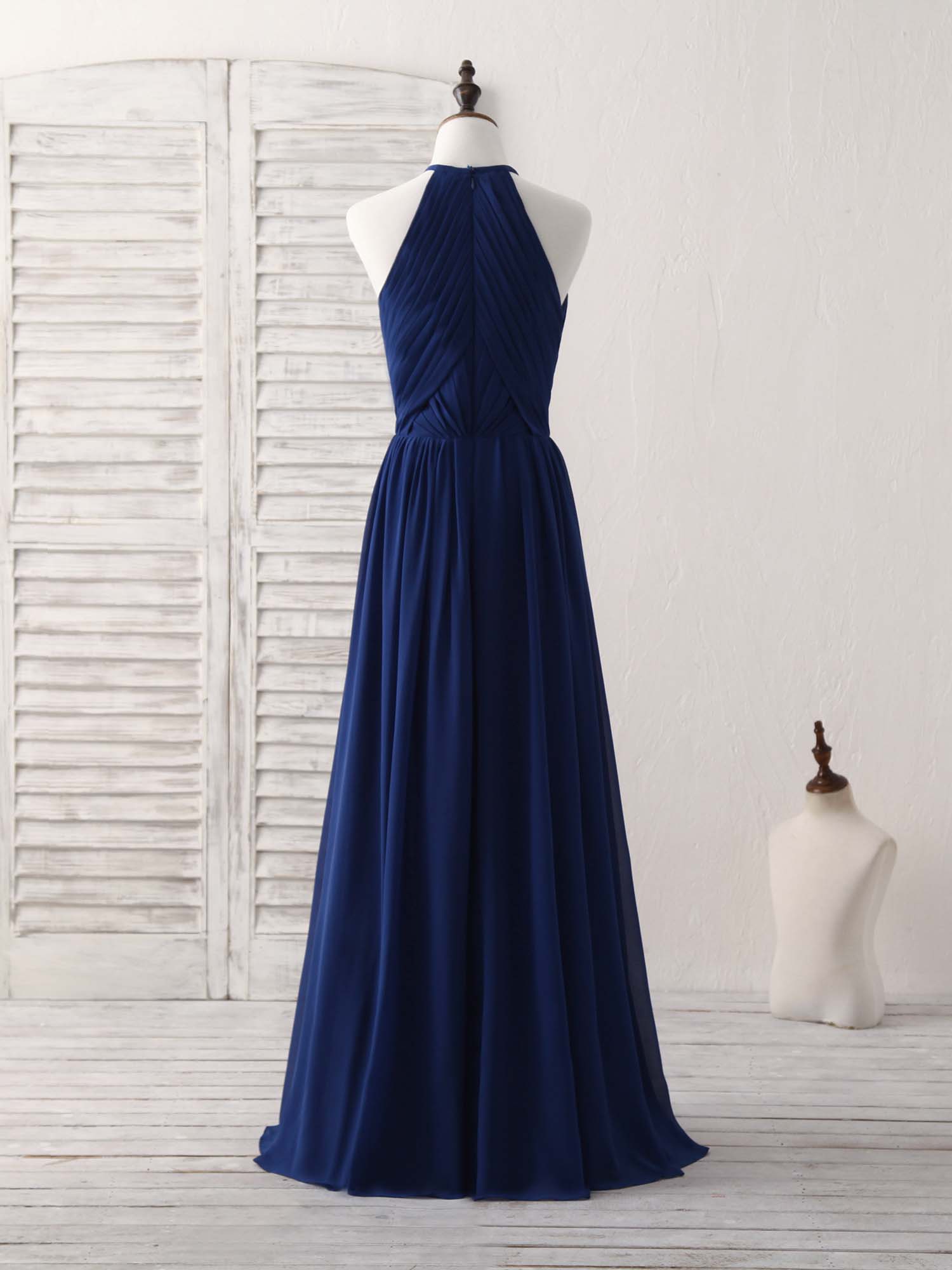 Bridesmaid Dress Purple, Simple Dark Blue Chiffon Long Prom Dress Blue Bridesmaid Dress