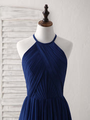 Bridesmaids Dress Purple, Simple Dark Blue Chiffon Long Prom Dress Blue Bridesmaid Dress