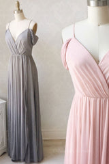 Bridesmaid Dresses Different Style, Simple gray chiffon long prom dress chiffon bridesmaid dress