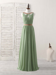 Cute Prom Dress, Simple Green Chiffon Long Prom Dress, Green Bridesmaid Dress