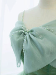 Bridesmaid Dresses Hunter Green, Simple Green Tulle Tea Length Prom Dress, Green Tulle Homecoming Dresses