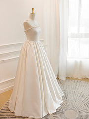 Party Dress Brands, Simple ivory Satin Long Prom Dress, ivory Long Formal Dresses