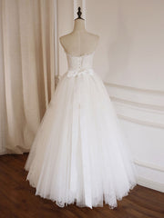 Party Dress Party Dress, Simple  Lace Tea Length White Prom Dress, Tulle Lace Bridesmaid Dress