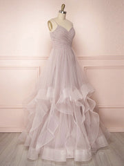 Party Dress Brands Usa, Simple Lotus root starch tulle long prom dress, tulle evening dress