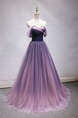 Evening Dress Store, Simple off shoulder tulle long prom dress, tulle formal dress
