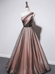 Bridesmaid Dress Style Long, Simple One Shoulder Tulle Long Prom Dresses, A line Tulle Evening Dress