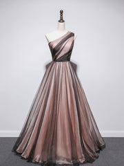 Bridesmaid Dresses Styles Long, Simple One Shoulder Tulle Long Prom Dresses, A line Tulle Evening Dress