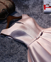 Party Dresses With Boots, Simple Pink A Line Satin Short Prom Dress, Pink Homecoming Dress