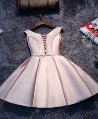 White Dress Outfit, Simple Pink A Line Satin Short Prom Dress, Pink Homecoming Dress