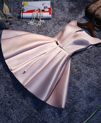 Trendy Dress Outfit, Simple Pink A Line Satin Short Prom Dress, Pink Homecoming Dress
