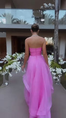 Party Dress With Glitter, simple pink prom dress,modest evening dresses