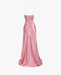 Party Dress Store, Simple Pink Spaghetti Straps Long Prom Dress with Split
