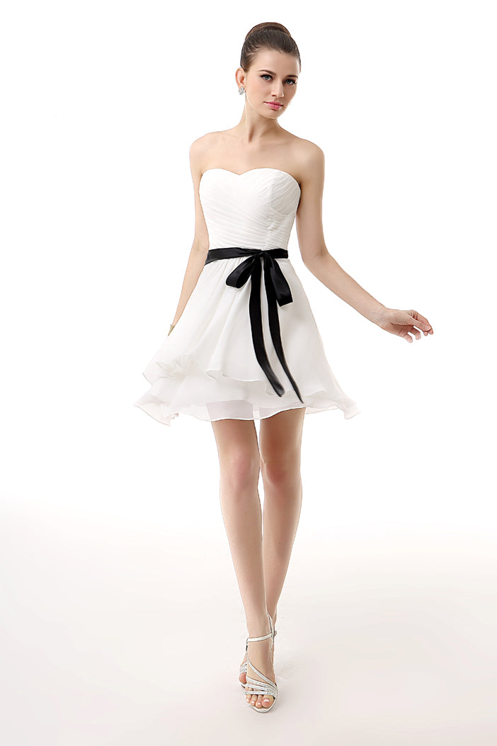Party Dresses Short Tight, Simple Pleated White Homecoming Dresses