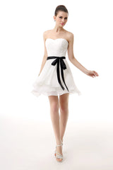 Party Dresses Short Tight, Simple Pleated White Homecoming Dresses