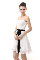 Dinner Outfit, Simple Pleated White Homecoming Dresses