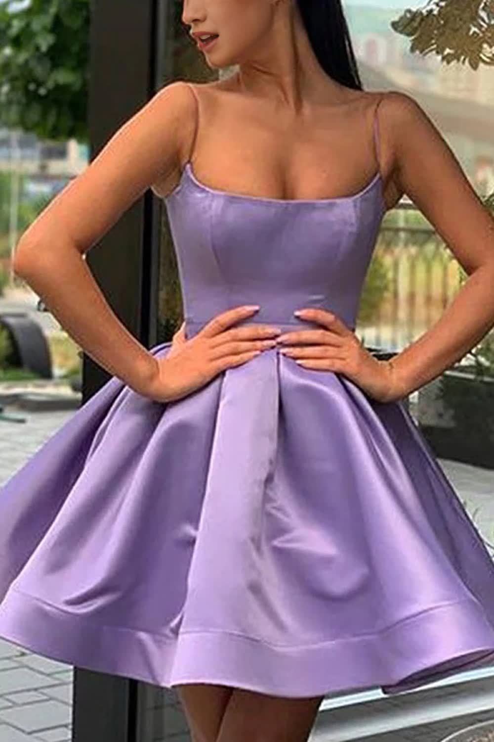 Simple Purple Short Homecoming Dress