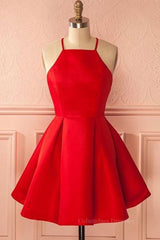 Bridesmaid Dresses Blush, Simple Red Short Prom Homecoming Dresses, Short Red Mini Formal Graduation Evening Dresses