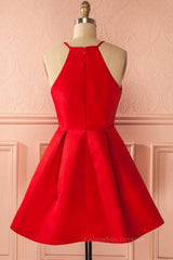 Bridesmaid Dresses Champagne, Simple Red Short Prom Homecoming Dresses, Short Red Mini Formal Graduation Evening Dresses